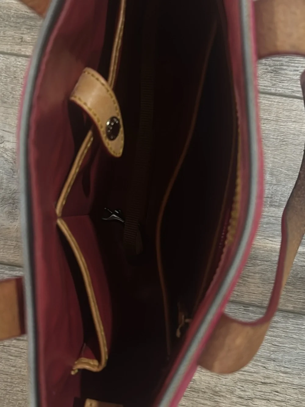 Dooney & Bourke Pink Satchel with Tan Trim